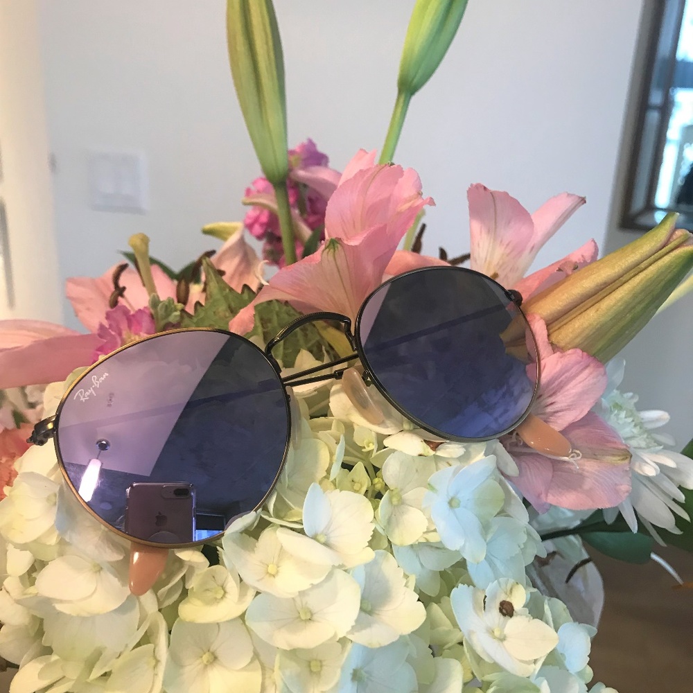 Ray-Ban: Round Metal Mirror Lenses - Lilac